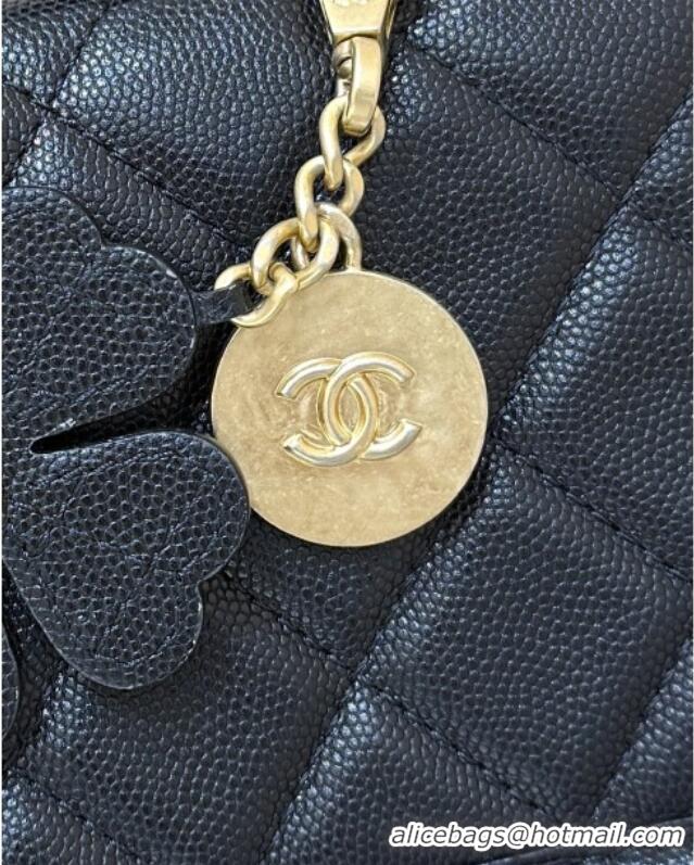 Promotional Chanel Flap Bag with Top Handle in Grained Shiny Calfskin AS3653 Black 2025 Top Quality