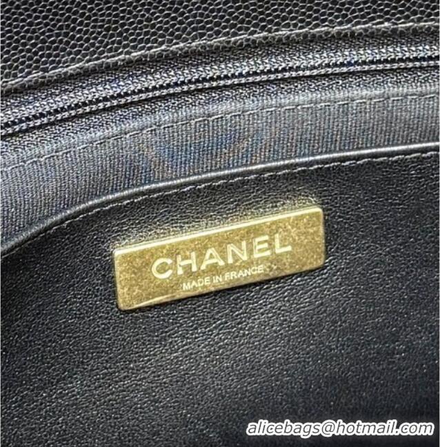 Promotional Chanel Flap Bag with Top Handle in Grained Shiny Calfskin AS3653 Black 2025 Top Quality