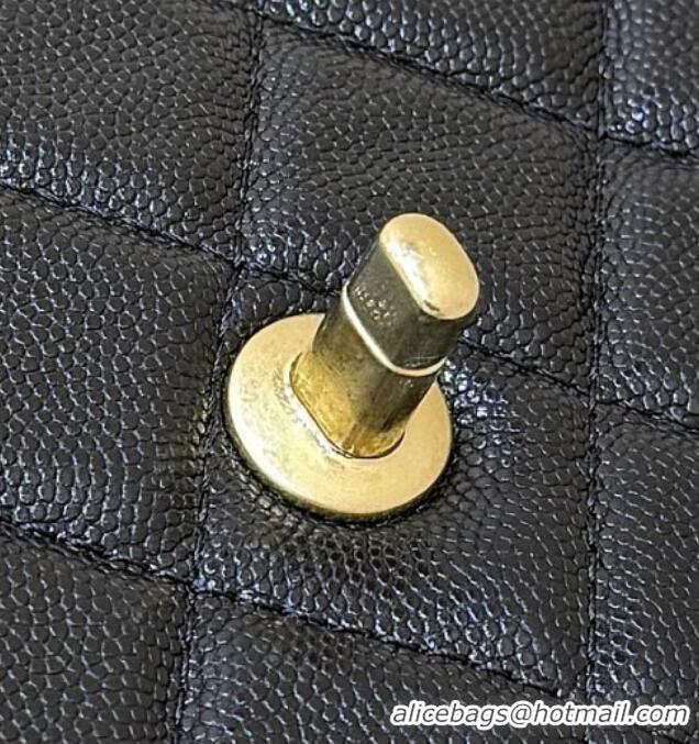 Promotional Chanel Flap Bag with Top Handle in Grained Shiny Calfskin AS3653 Black 2025 Top Quality