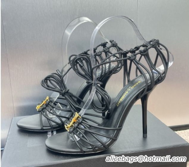 Sumptuous Saint Laurent Babylone Heel Sandals 9.5cm in Lambskin Leather Black 0825089