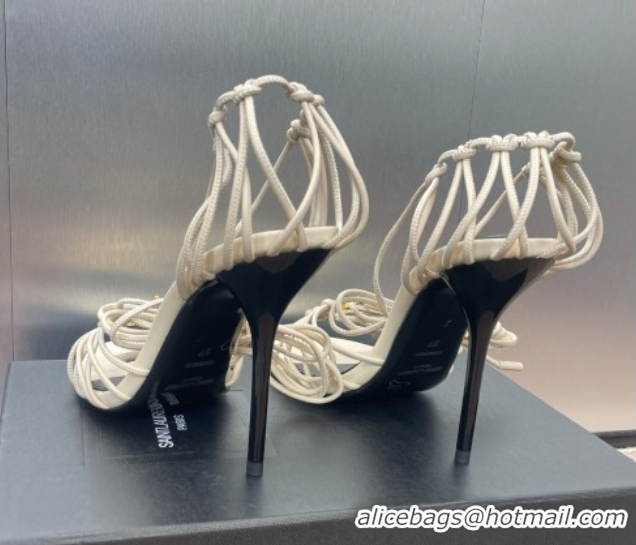 Pretty Style Saint Laurent Babylone Heel Sandals 9.5cm in Lambskin Leather White 0825091