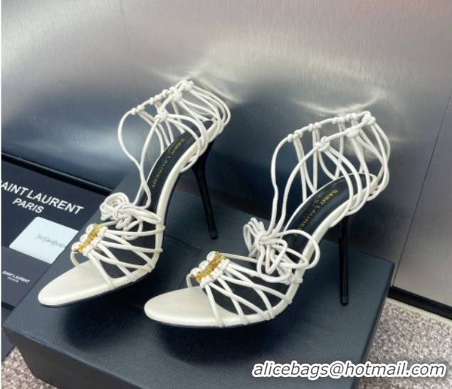 Pretty Style Saint Laurent Babylone Heel Sandals 9.5cm in Lambskin Leather White 0825091