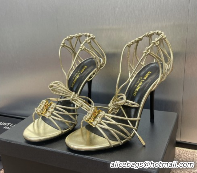 1:1 aaaaa Saint Laurent Babylone Heel Sandals 9.5cm in Lambskin Leather Gold 0825092