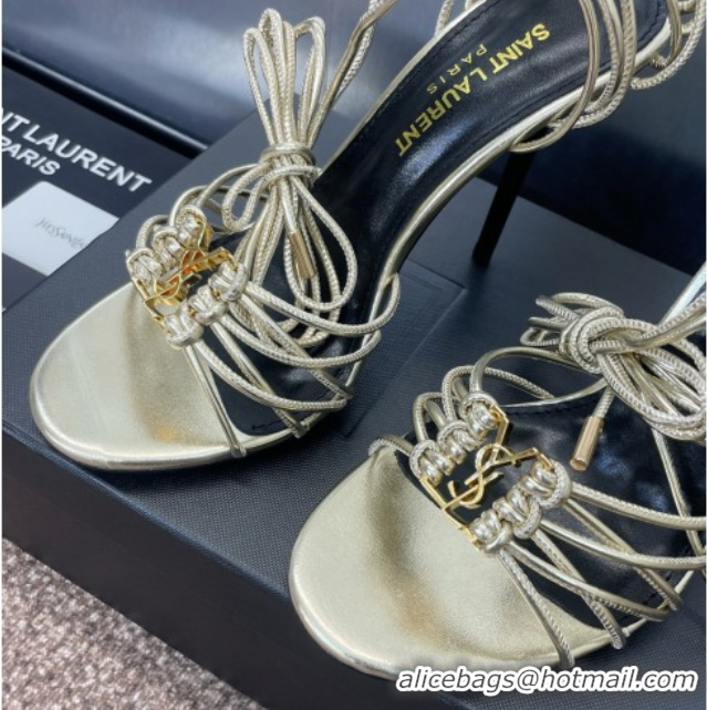 1:1 aaaaa Saint Laurent Babylone Heel Sandals 9.5cm in Lambskin Leather Gold 0825092