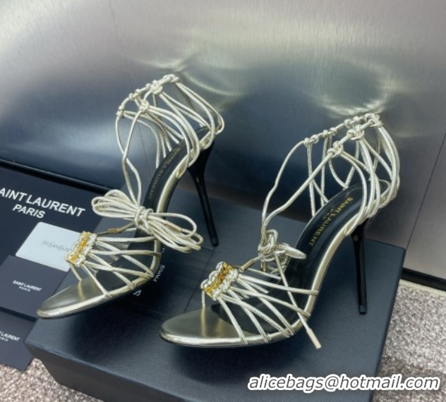 1:1 aaaaa Saint Laurent Babylone Heel Sandals 9.5cm in Lambskin Leather Gold 0825092