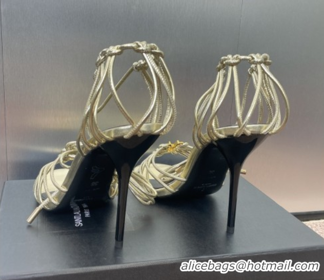 1:1 aaaaa Saint Laurent Babylone Heel Sandals 9.5cm in Lambskin Leather Gold 0825092