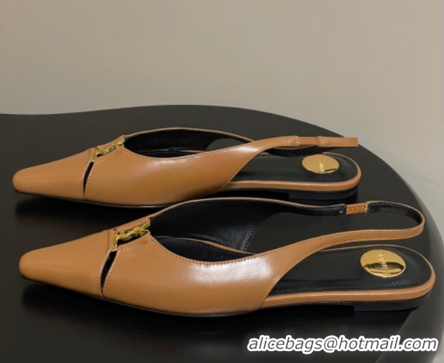 Purchase Saint Laurent Babylone Flats Slingback in Shiny Calfskin Yellow 0825096