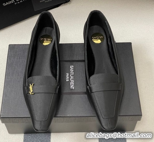 Best Price Saint Laurent Poppy Ballerinas Flat in Satin Black 50825108