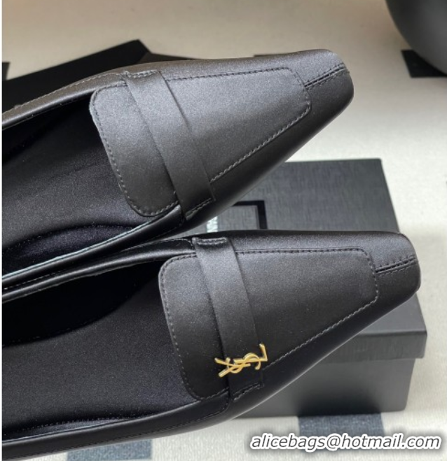 Best Price Saint Laurent Poppy Ballerinas Flat in Satin Black 50825108