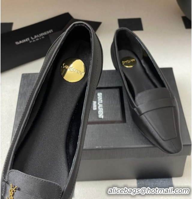 Best Price Saint Laurent Poppy Ballerinas Flat in Satin Black 50825108