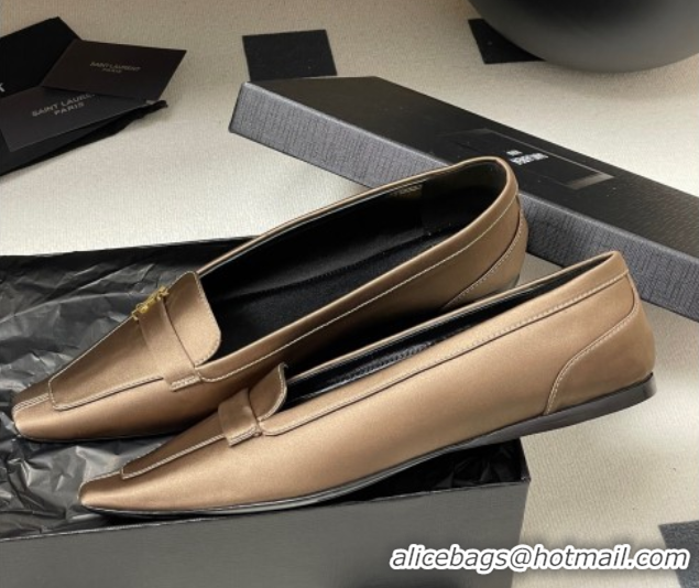 Good Quality Saint Laurent Poppy Ballerinas Flat in Satin Gold 50825109