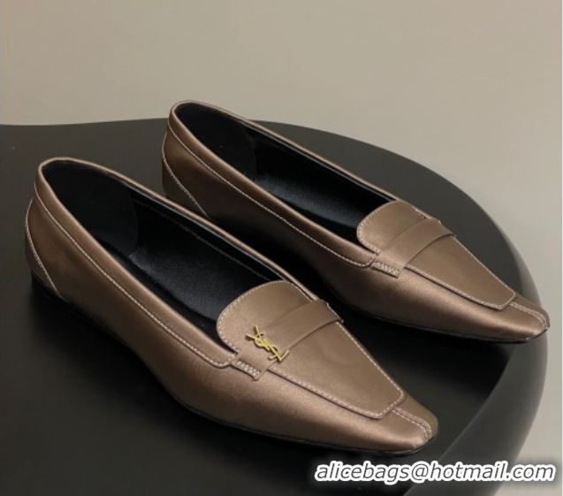 Good Quality Saint Laurent Poppy Ballerinas Flat in Satin Gold 50825109