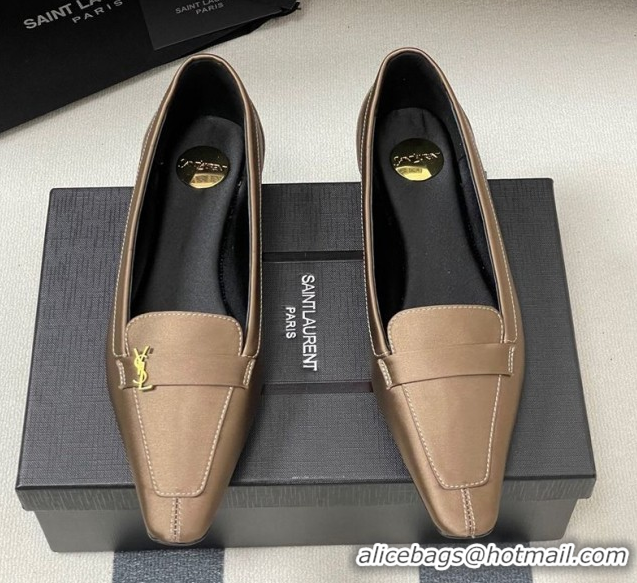 Good Quality Saint Laurent Poppy Ballerinas Flat in Satin Gold 50825109