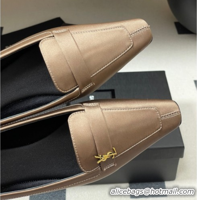 Good Quality Saint Laurent Poppy Ballerinas Flat in Satin Gold 50825109