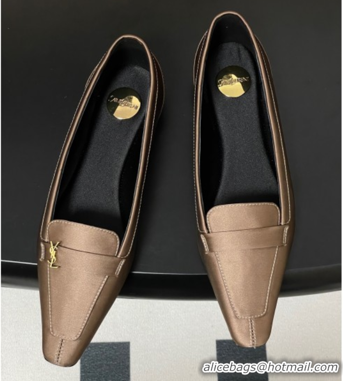 Good Quality Saint Laurent Poppy Ballerinas Flat in Satin Gold 50825109