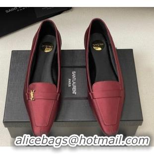 Charming Saint Laurent Poppy Ballerinas Flat in Satin Red 0825110