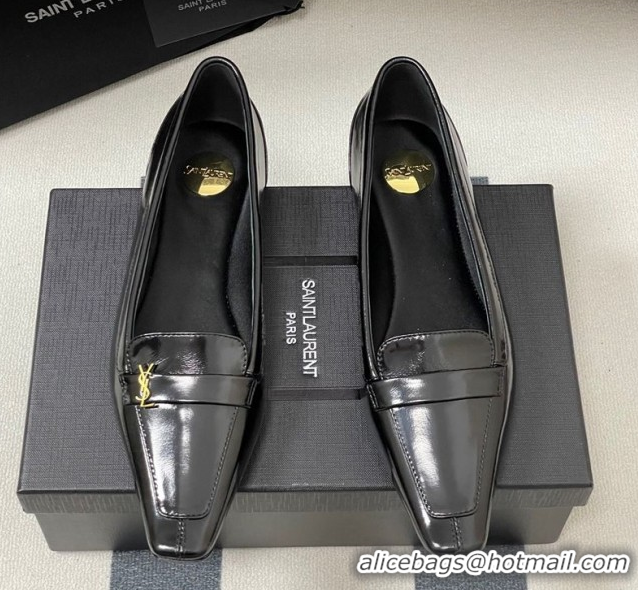 Low Price Saint Laurent Poppy Ballerinas Flat in Shiny Calfskin Black 50825111