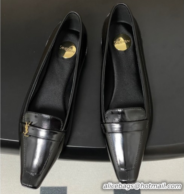 Low Price Saint Laurent Poppy Ballerinas Flat in Shiny Calfskin Black 50825111