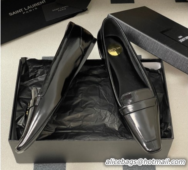 Low Price Saint Laurent Poppy Ballerinas Flat in Shiny Calfskin Black 50825111