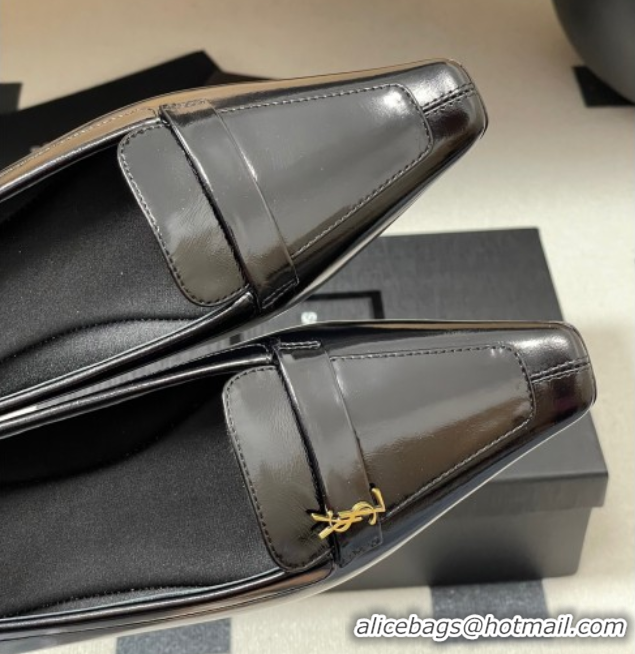 Low Price Saint Laurent Poppy Ballerinas Flat in Shiny Calfskin Black 50825111