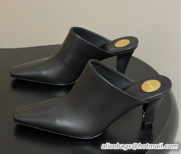 Shop Duplicate Saint Laurent JILL Heel Mules 7.5cm in Calfskin Leather Black 50825112