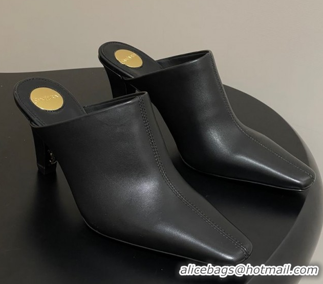 Shop Duplicate Saint Laurent JILL Heel Mules 7.5cm in Calfskin Leather Black 50825112