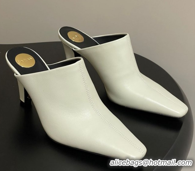n Saint Laurent JILL Heel Mules 7.5cm in Calfskin Leather White 50825113