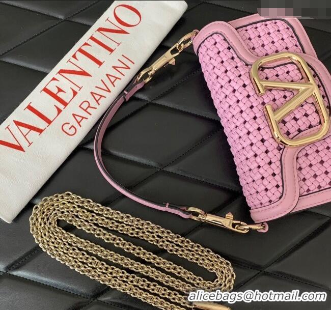 Affordable Price Valentino Loco Small Shoulder Bag in Woven Leather 5041 Pink 2024