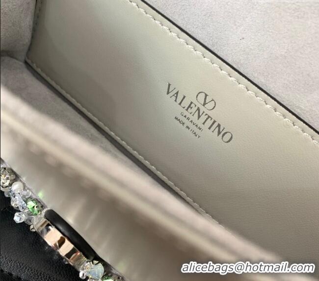 Trendy Design Valentino Loco Small Shoulder Bag with Embroidered Trim 6036 Grey 2024