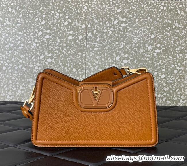Promotional Valentino VLogo Signature Shoulder bag in Soft Grained Calfskin 0119 Golden Brown 2024