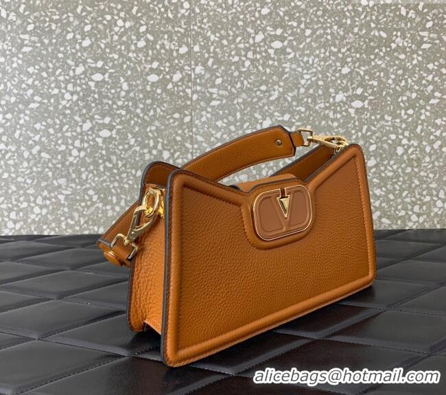 Promotional Valentino VLogo Signature Shoulder bag in Soft Grained Calfskin 0119 Golden Brown 2024