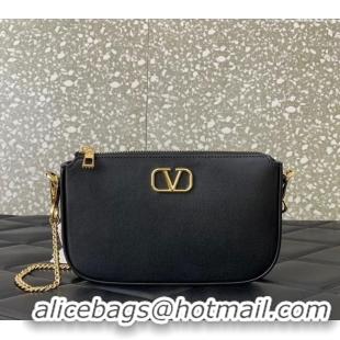 Well Crafted Valentino Mini VLogo Signature Calfskin Crossbody Bag VLTN079 Black 2024