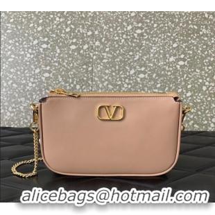 Good Taste Valentino Mini VLogo Signature Calfskin Crossbody Bag VLTN079 Light Pink 2024