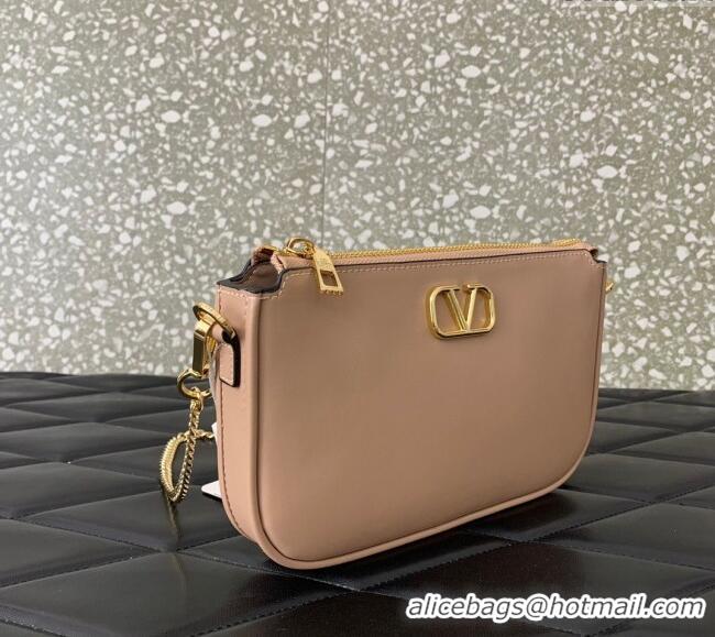 Good Taste Valentino Mini VLogo Signature Calfskin Crossbody Bag VLTN079 Light Pink 2024