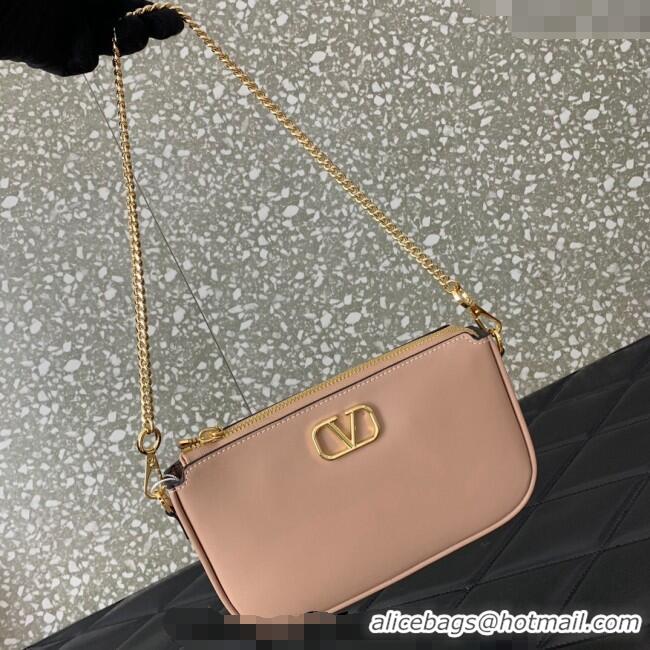 Good Taste Valentino Mini VLogo Signature Calfskin Crossbody Bag VLTN079 Light Pink 2024