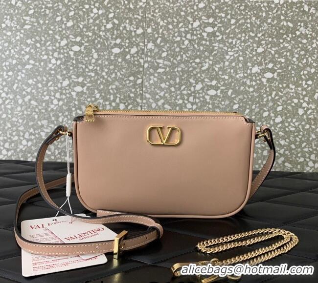 Good Taste Valentino Mini VLogo Signature Calfskin Crossbody Bag VLTN079 Light Pink 2024