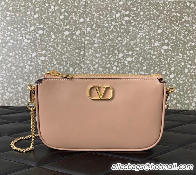 Good Taste Valentino Mini VLogo Signature Calfskin Crossbody Bag VLTN079 Light Pink 2024