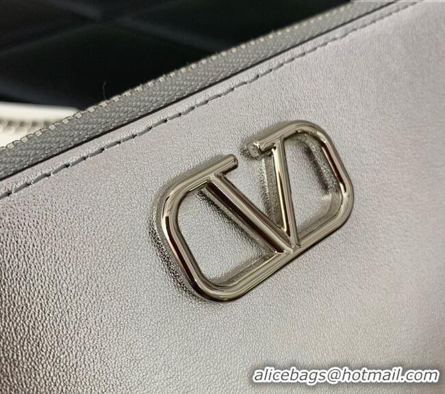 Good Taste Valentino Mini VLogo Signature Calfskin Crossbody Bag VLTN079 Silver 2024