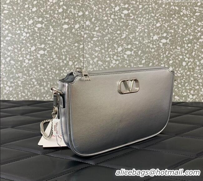 Good Taste Valentino Mini VLogo Signature Calfskin Crossbody Bag VLTN079 Silver 2024