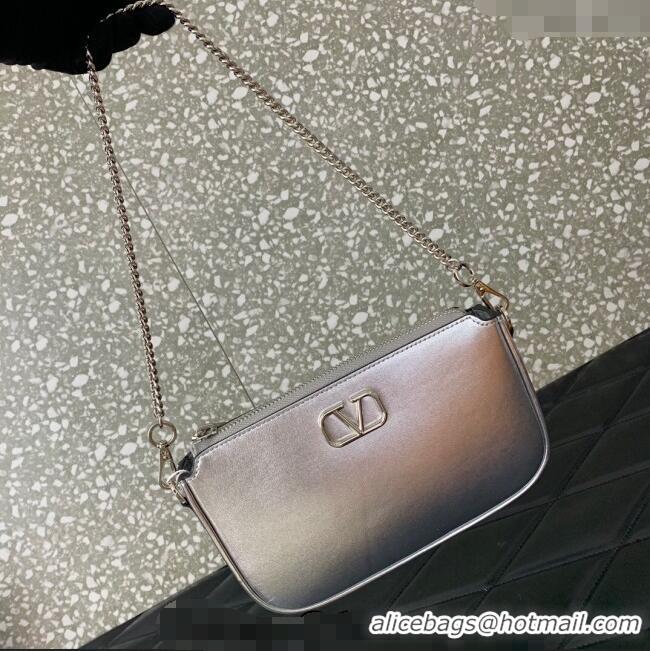 Good Taste Valentino Mini VLogo Signature Calfskin Crossbody Bag VLTN079 Silver 2024