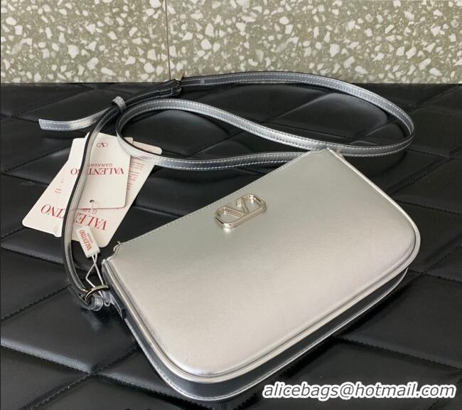 Good Taste Valentino Mini VLogo Signature Calfskin Crossbody Bag VLTN079 Silver 2024
