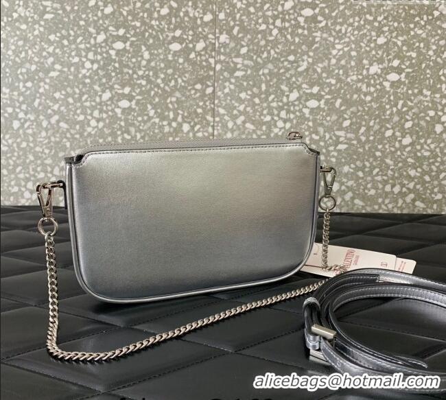 Good Taste Valentino Mini VLogo Signature Calfskin Crossbody Bag VLTN079 Silver 2024