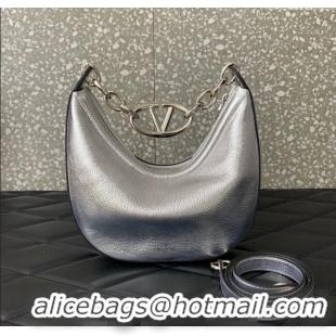 Promotional Valentino VLogo Moon Mini Hobo Bag in Nappa Leather with Chain VLTN0096 Silver 2024