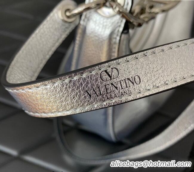 Promotional Valentino VLogo Moon Mini Hobo Bag in Nappa Leather with Chain VLTN0096 Silver 2024