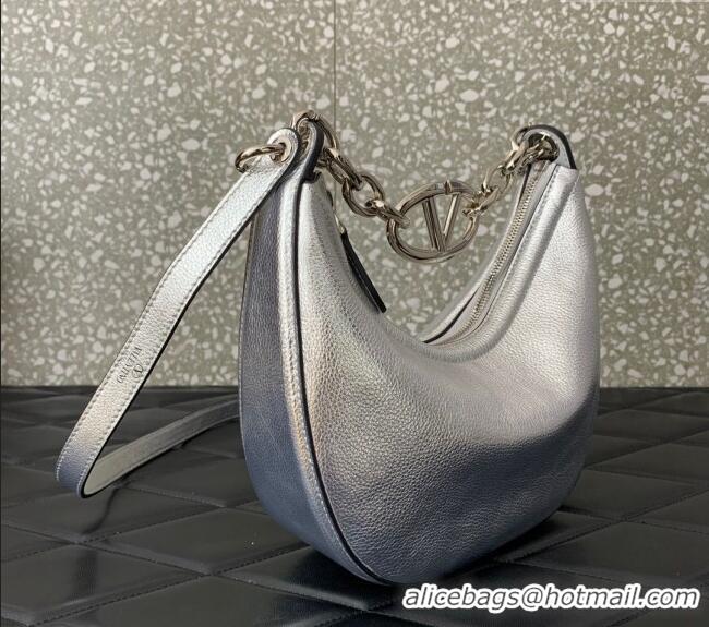 Promotional Valentino VLogo Moon Mini Hobo Bag in Nappa Leather with Chain VLTN0096 Silver 2024