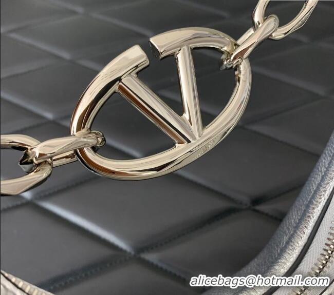 Promotional Valentino VLogo Moon Mini Hobo Bag in Nappa Leather with Chain VLTN0096 Silver 2024