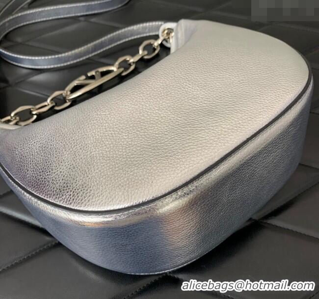 Promotional Valentino VLogo Moon Mini Hobo Bag in Nappa Leather with Chain VLTN0096 Silver 2024