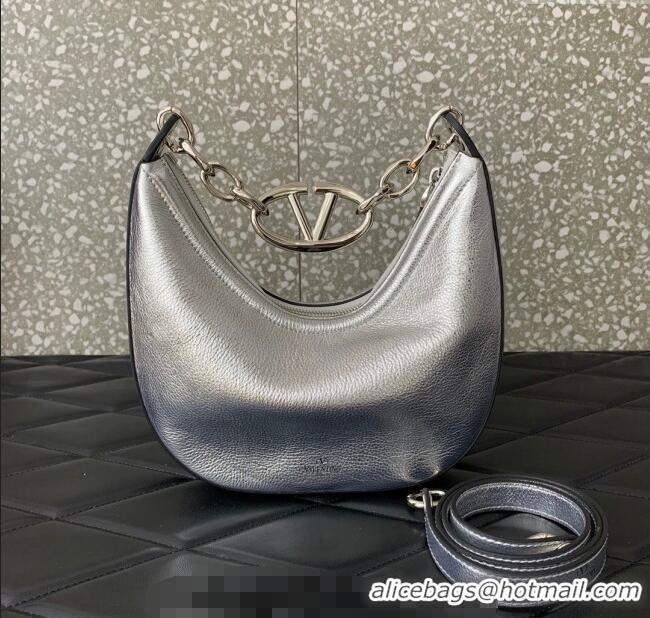 Promotional Valentino VLogo Moon Mini Hobo Bag in Nappa Leather with Chain VLTN0096 Silver 2024