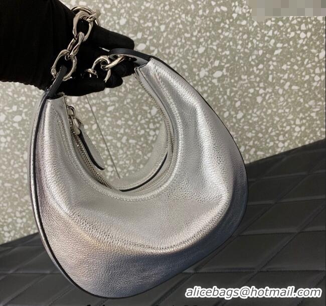 Promotional Valentino VLogo Moon Mini Hobo Bag in Nappa Leather with Chain VLTN0096 Silver 2024