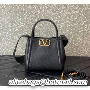 Big Discount Valentino Alltime Small Handbag in Grainy Calfskin 0288S Black 2024